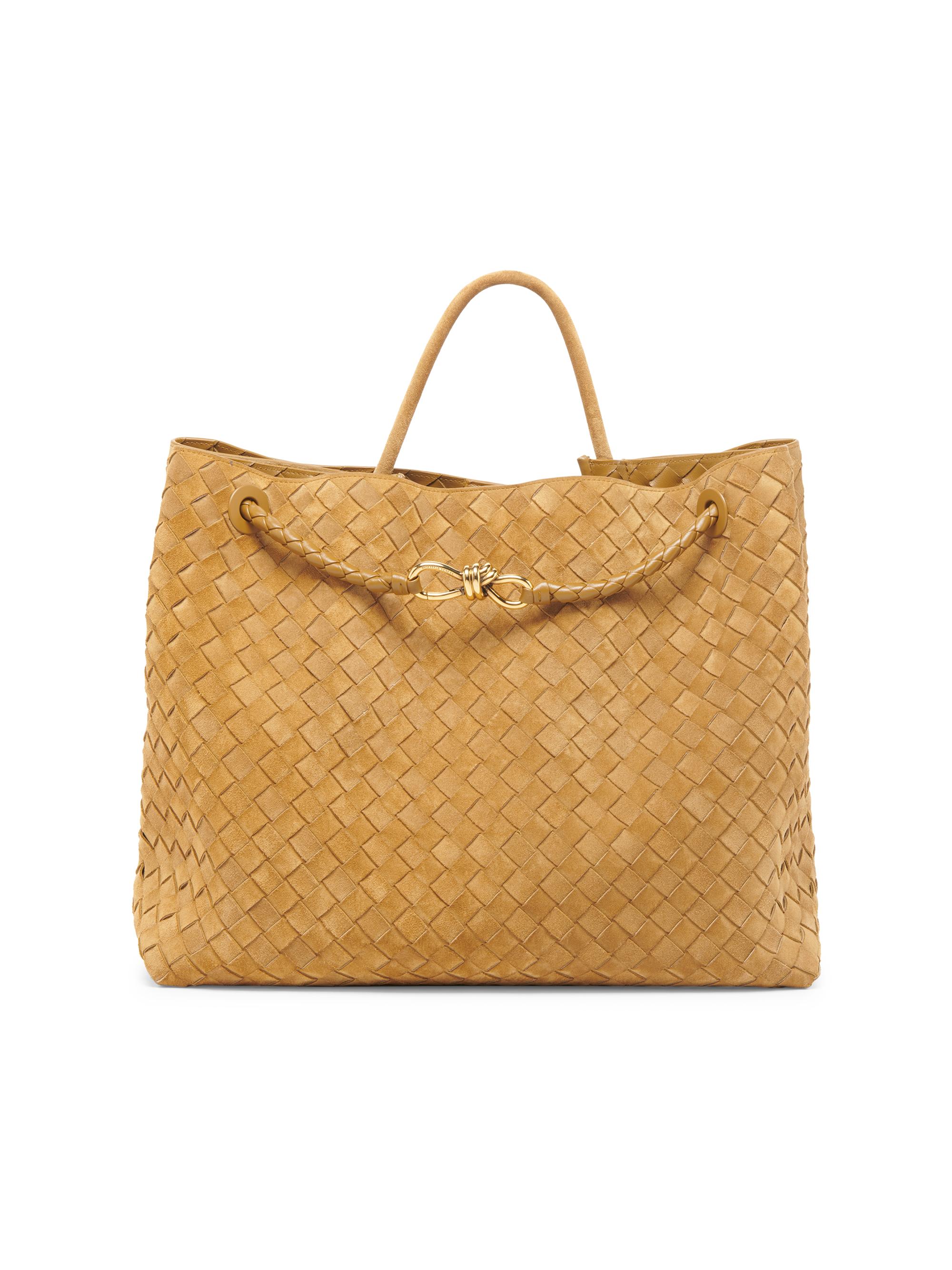 Bottega Veneta Women's  Andiamo Intrecciato Suede Top-Handle Bag - Acorn