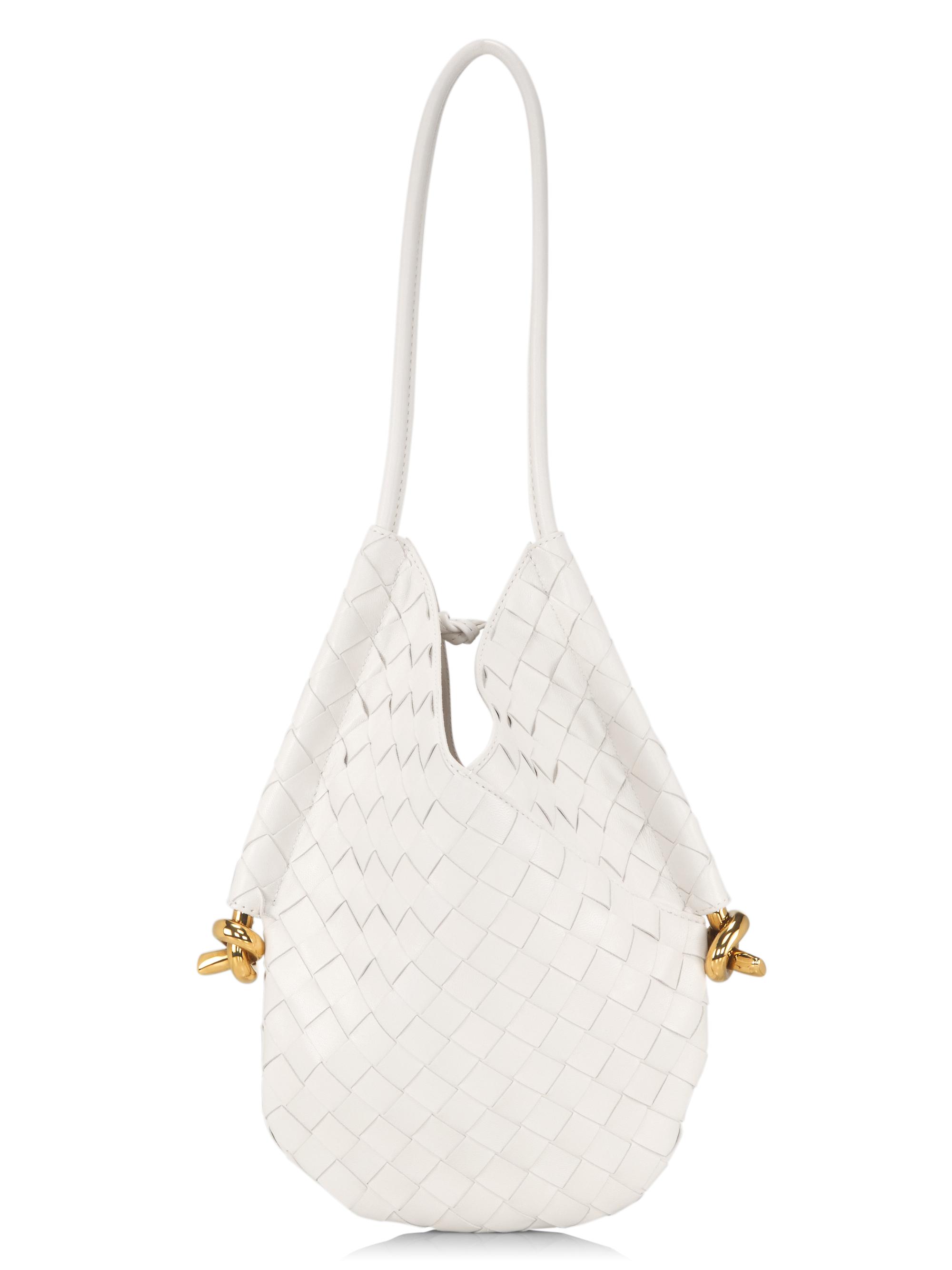 Bottega Veneta Women's Solstice  Intrecciato Leather Shoulder Bag - White