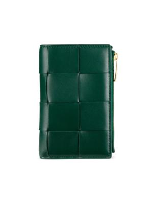 Bottega Veneta Green Intreccio Card Holder