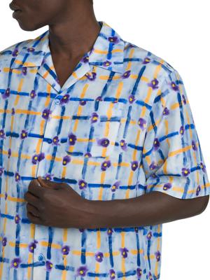 Marni gingham-pattern bowling shirt - Blue