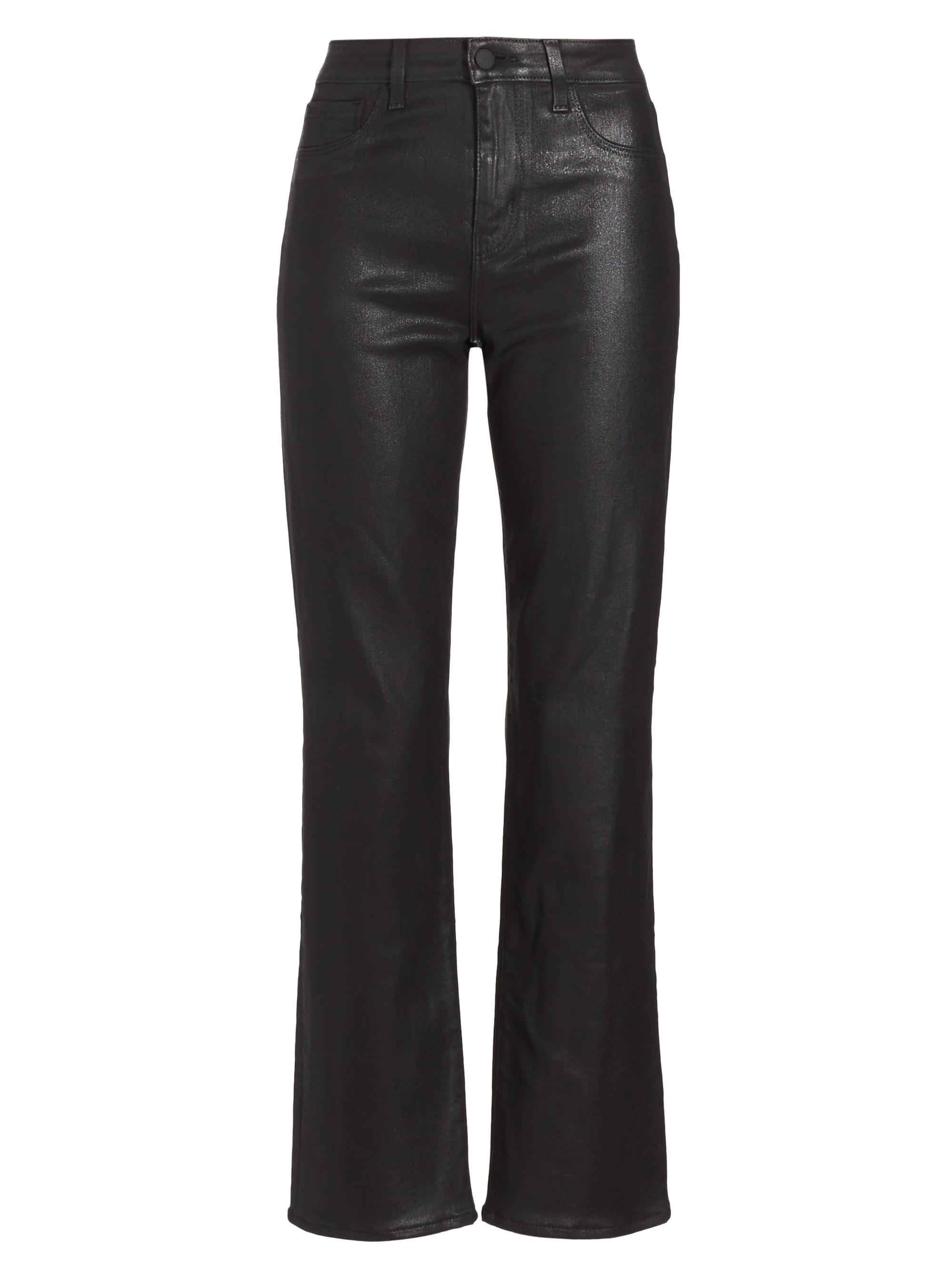 L'AGENCE Women's Ginny Straight-Leg Zip Jeans - Noir Coated