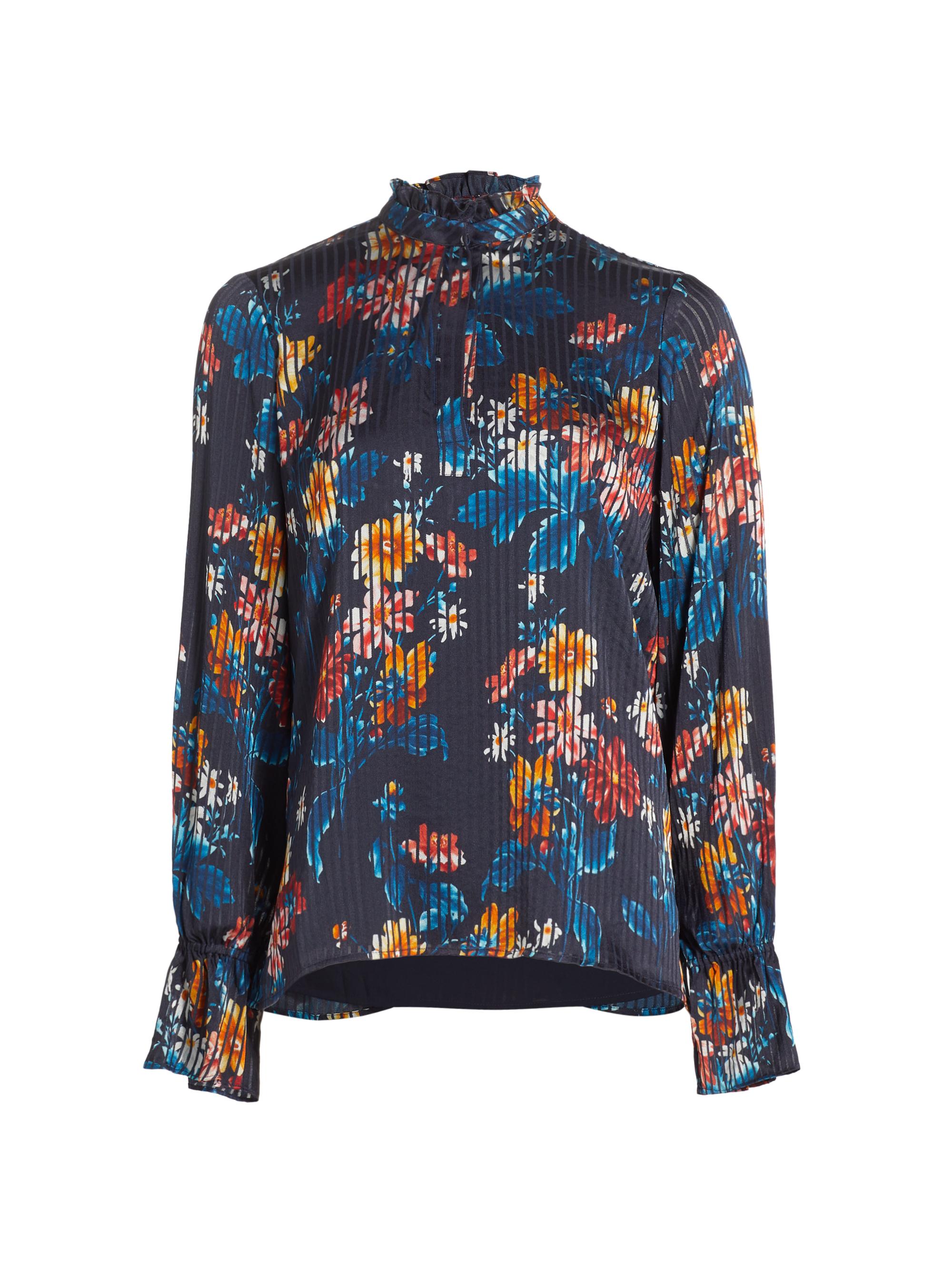Elie Tahari Women's Hollis Floral & Stripe Print Blouse - Paradise Print