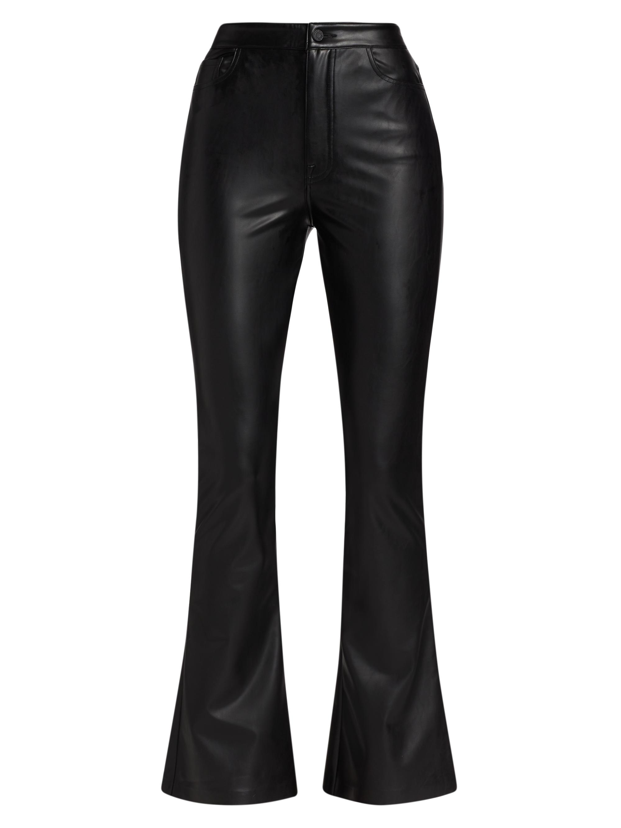 7 For All Mankind Women's Faux Leather Skinny Bootcut Pants - Black