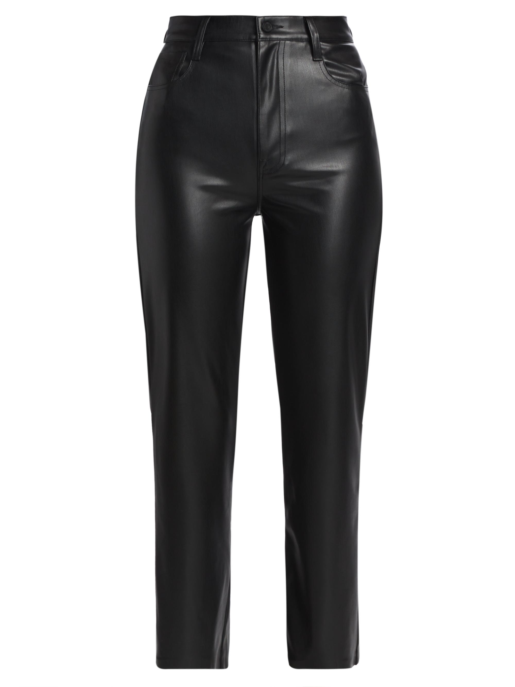 7 For All Mankind Women's Logan Stovepipe Faux Leather Straight-Leg Pants - Black