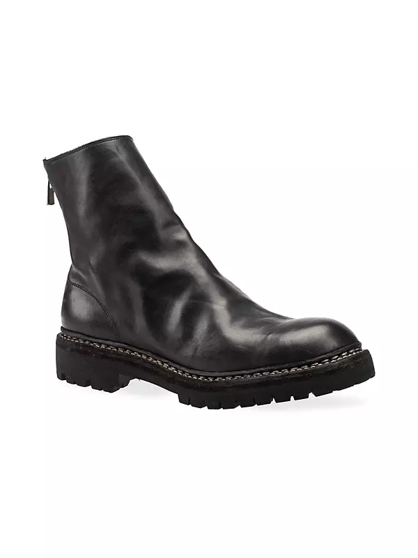 Shop Guidi Leather Back Zip Lug-Sole Boots | Saks Fifth Avenue