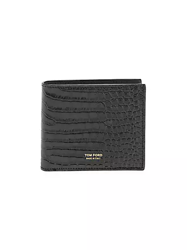 Croc-Embossed T-Line Classic Bifold Wallet