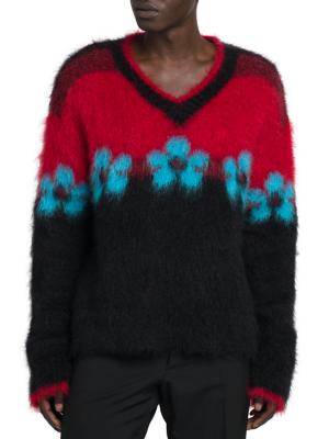 Patterned mohair wool-blend sweater