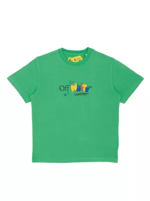 Off-White Kids logo-print cotton track shorts - Green