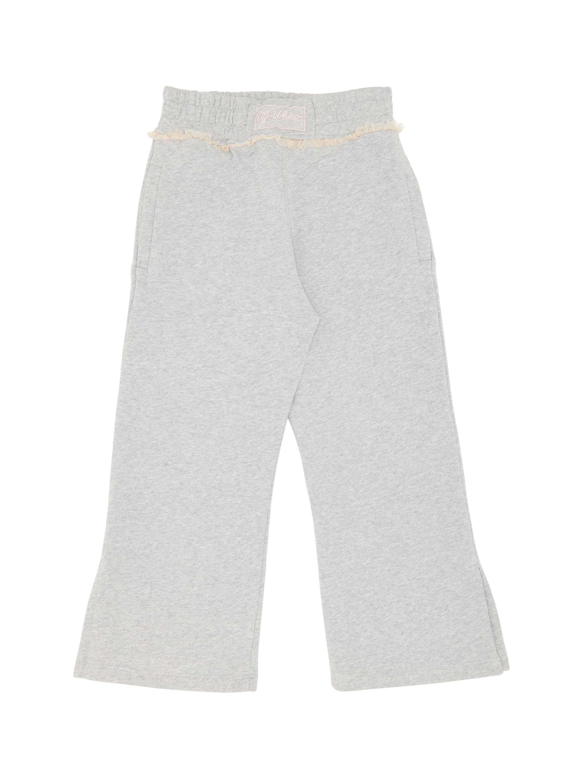Off-White Little Girl's & Girl's Lace Wide-Leg Sweatpants - Melange Grey Pink