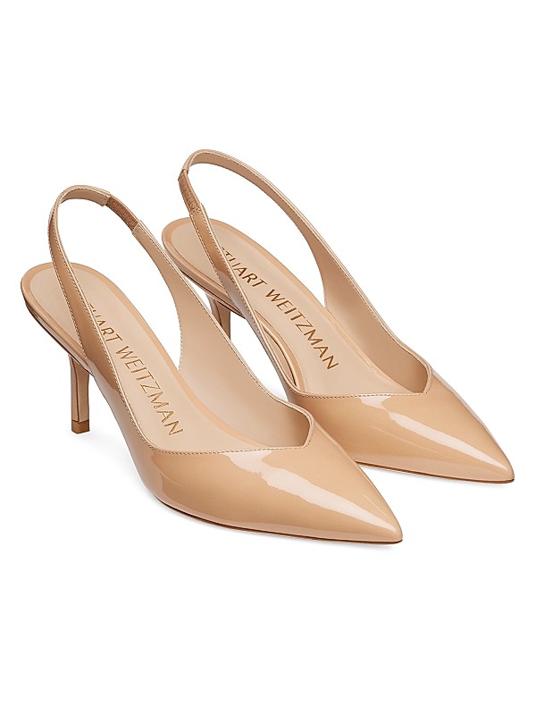 Shop Stuart Weitzman Eva 75MM Patent Leather Slingback Pumps Shop Stuart Weitzman Eva 75MM Patent Leather Slingback Pumps