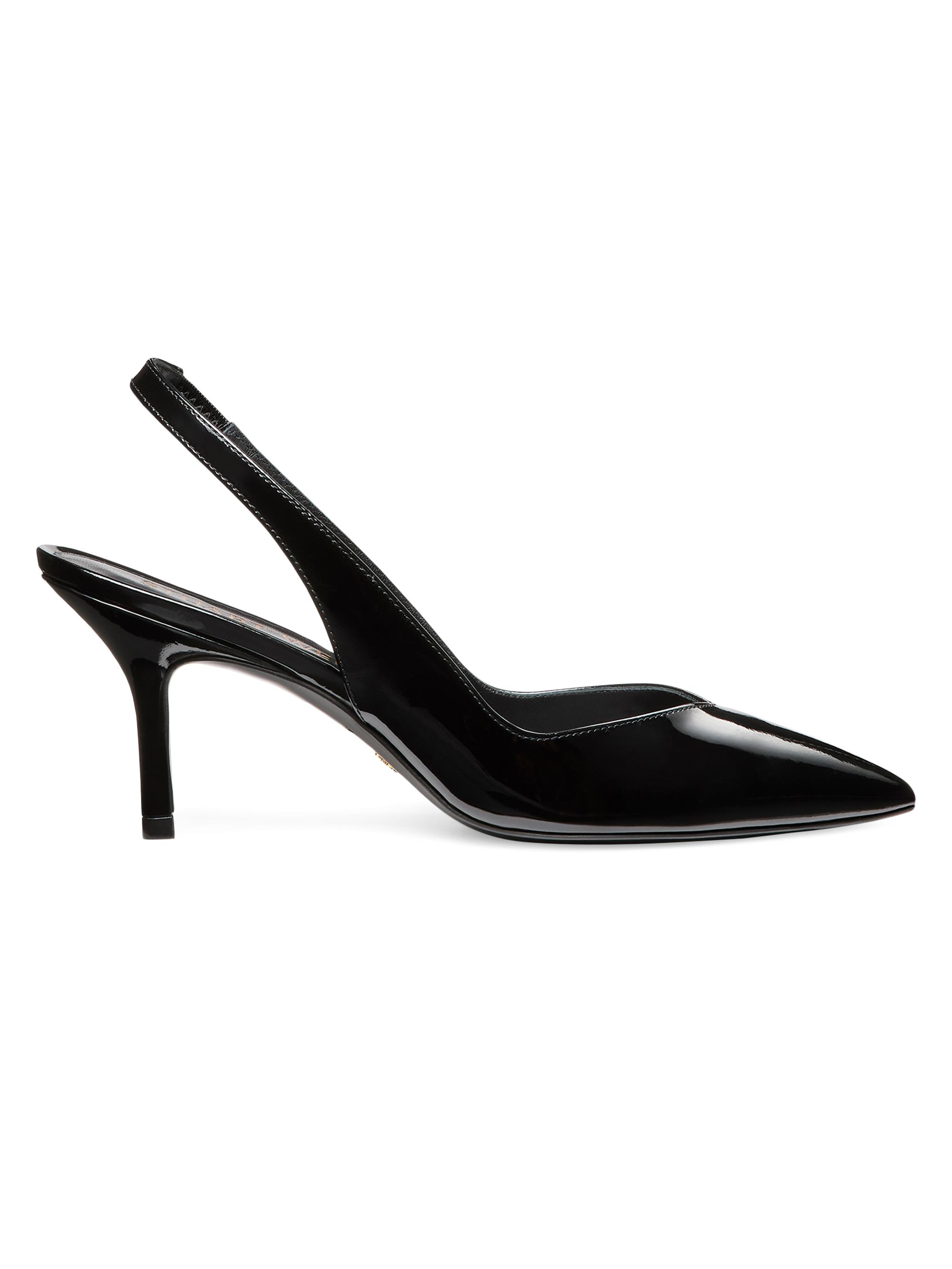 Stuart Weitzman Women's Eva 5MM Patent Leather Slingback Pumps - Black