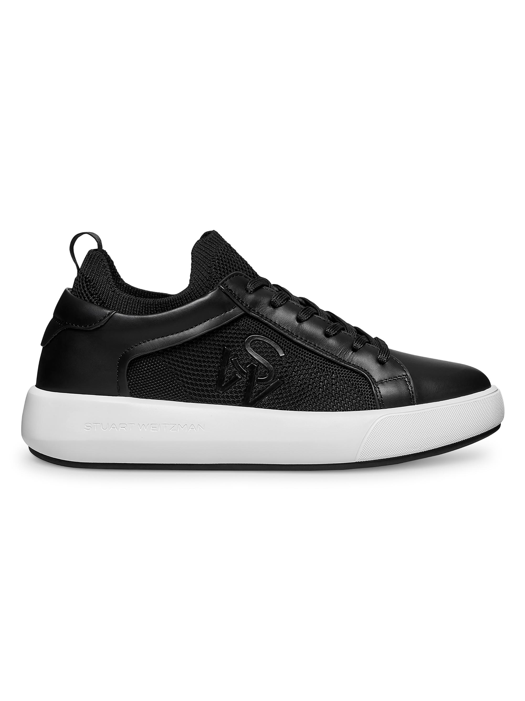 Stuart Weitzman Women's 5050 Pro Leather & Knit Low-Top Sneakers - Black