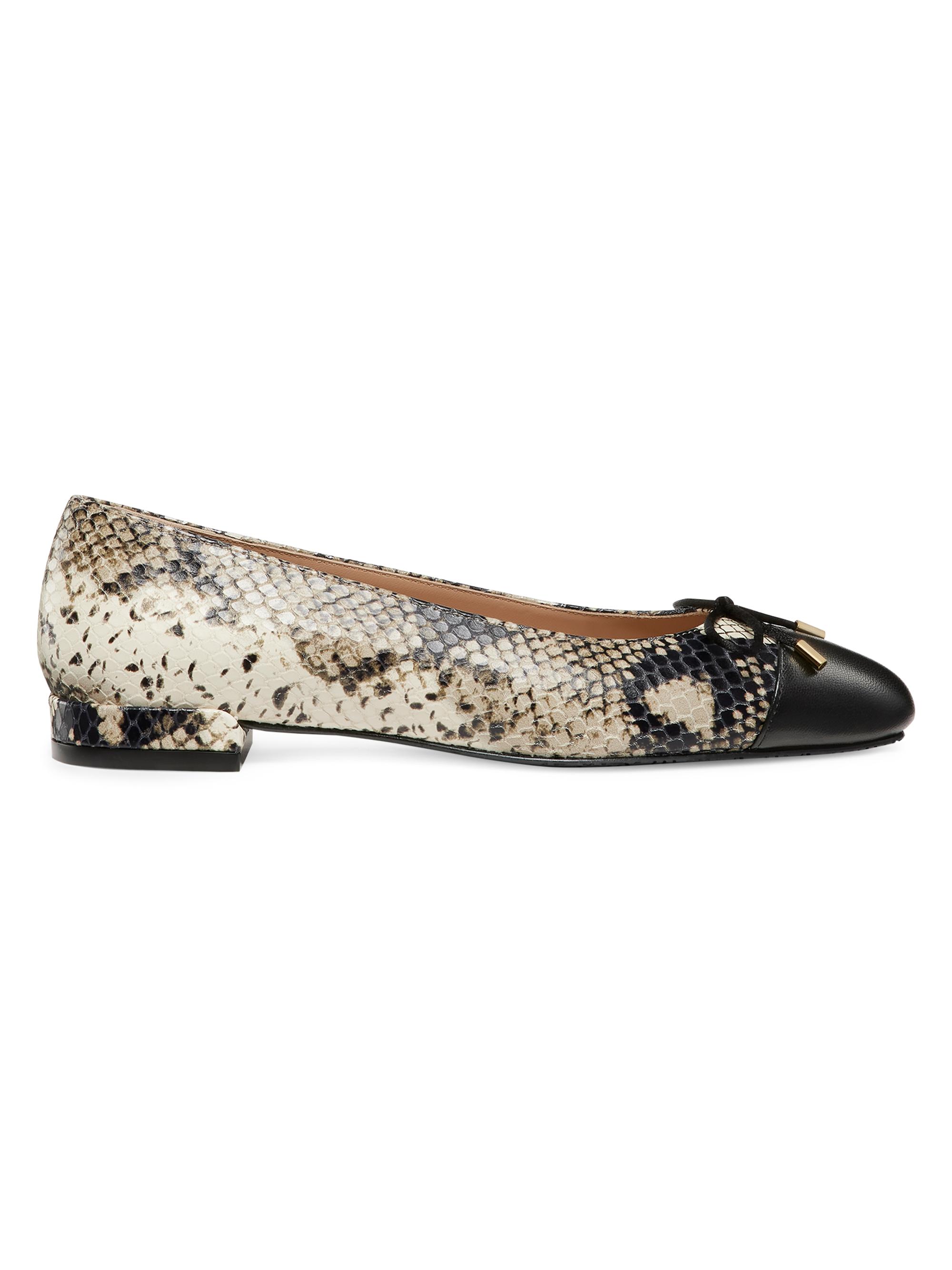 Stuart Weitzman Women's Python-Print Bow Flats - New Roccia Black