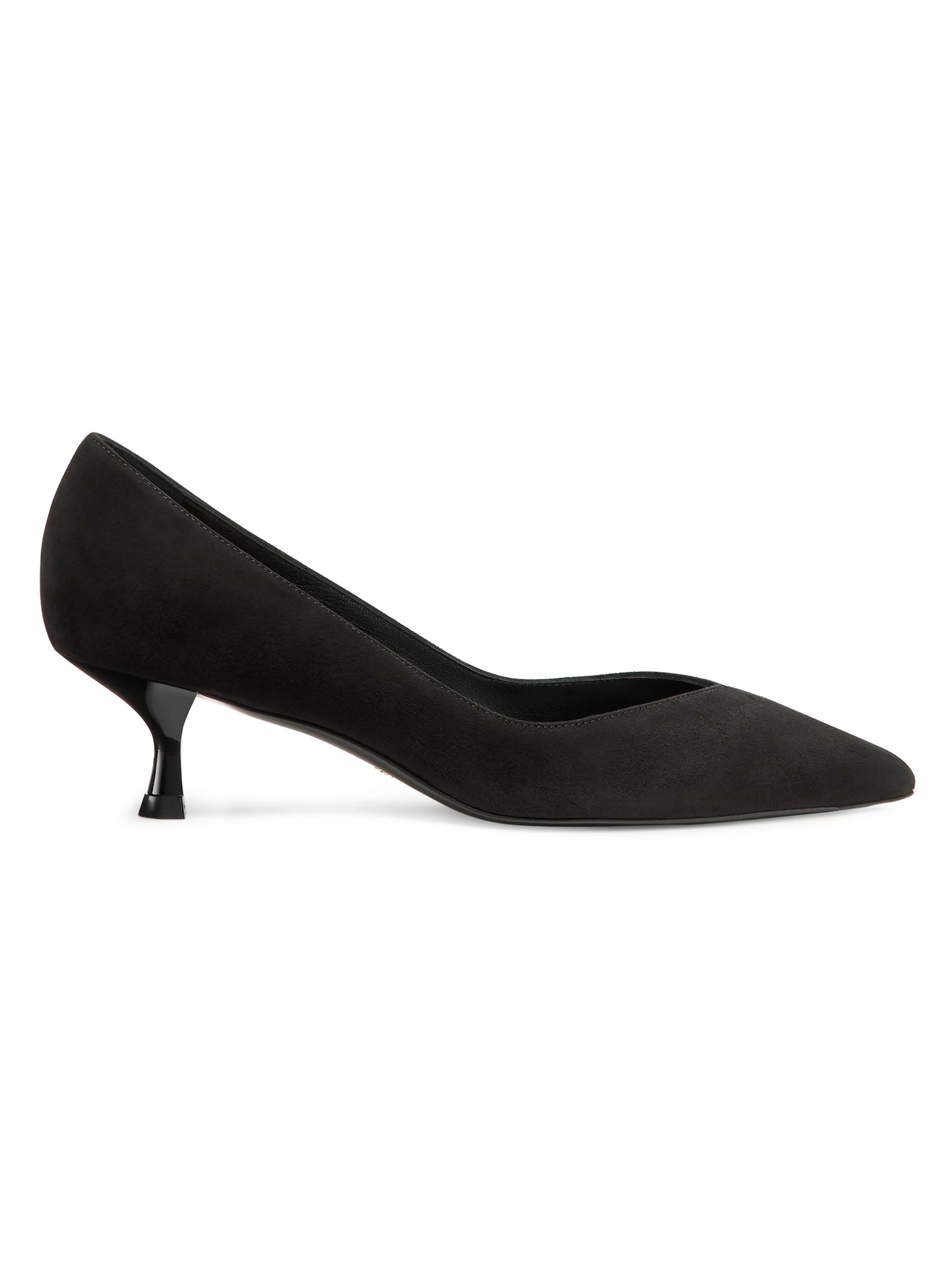 Stuart Weitzman Women's Eva 50MM Suede Kitten-Heel Pumps - Black