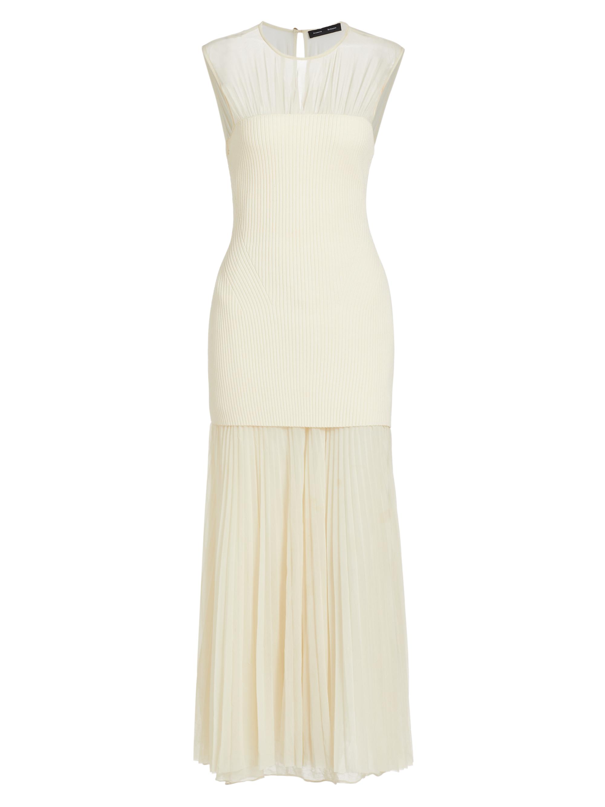 Proenza Schouler Women's Mixed-Media Floor-Length Dress - Ecru