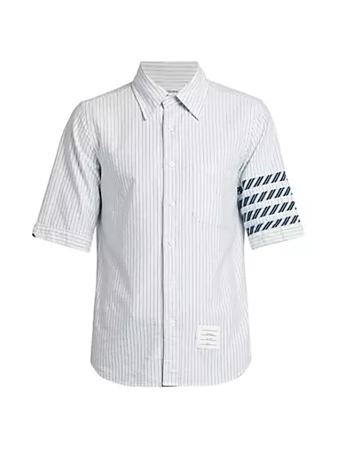 4-Bar Striped Button-Front Shirt