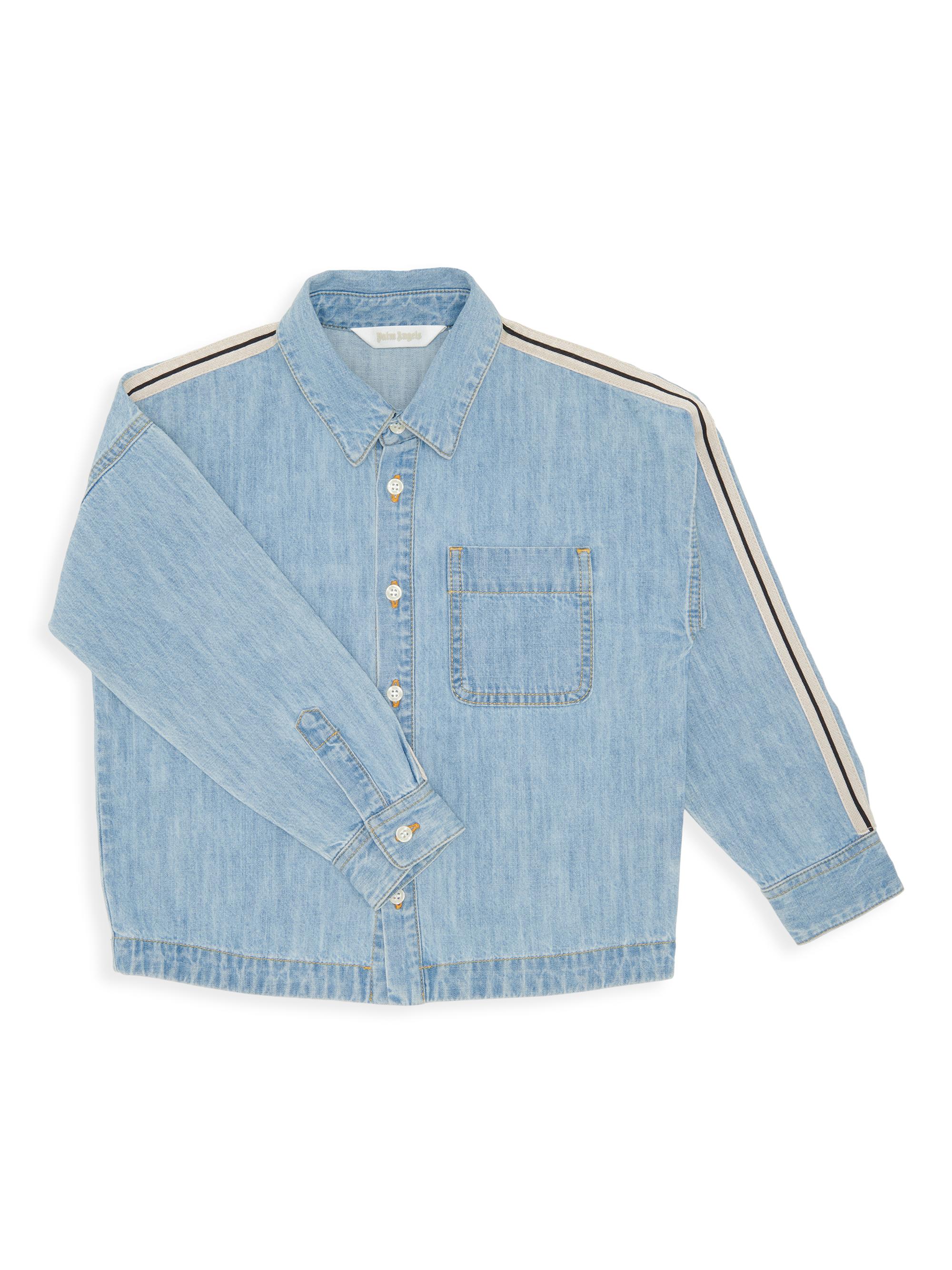Palm Angels Little Boy's & Boy's Striped Chambray Shirt - Blue