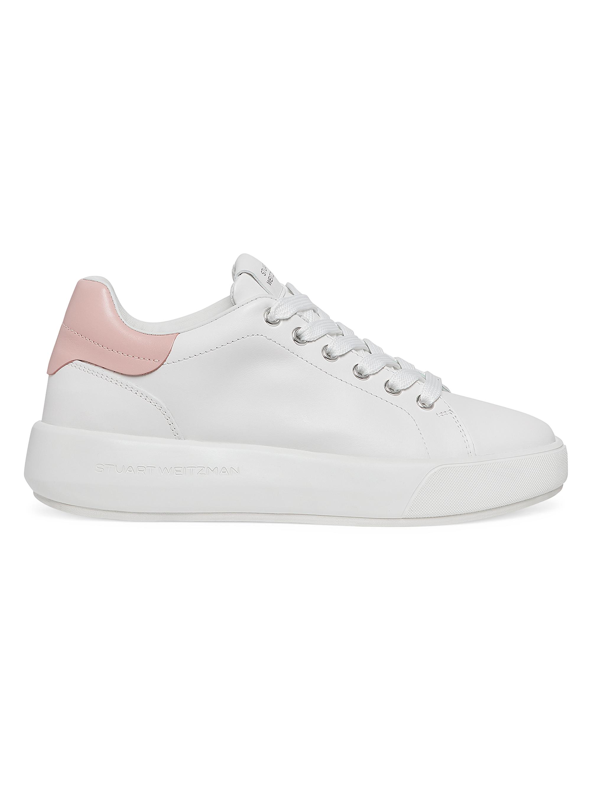 Stuart Weitzman Women's Pro Sleek Leather Low-Top Sneakers - White