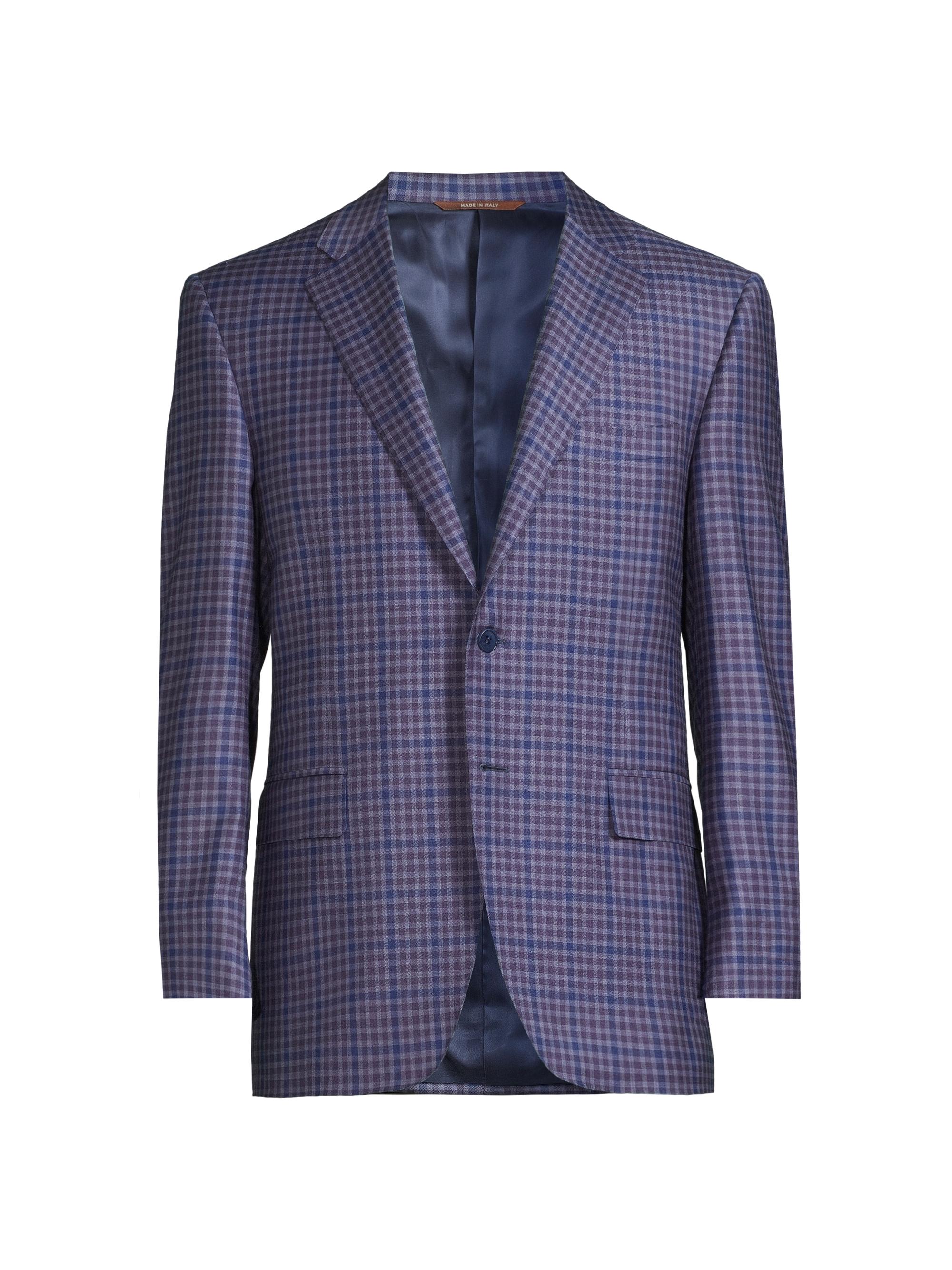 Canali Men's Siena Checked Wool Two-Button Sport Coat - Purple