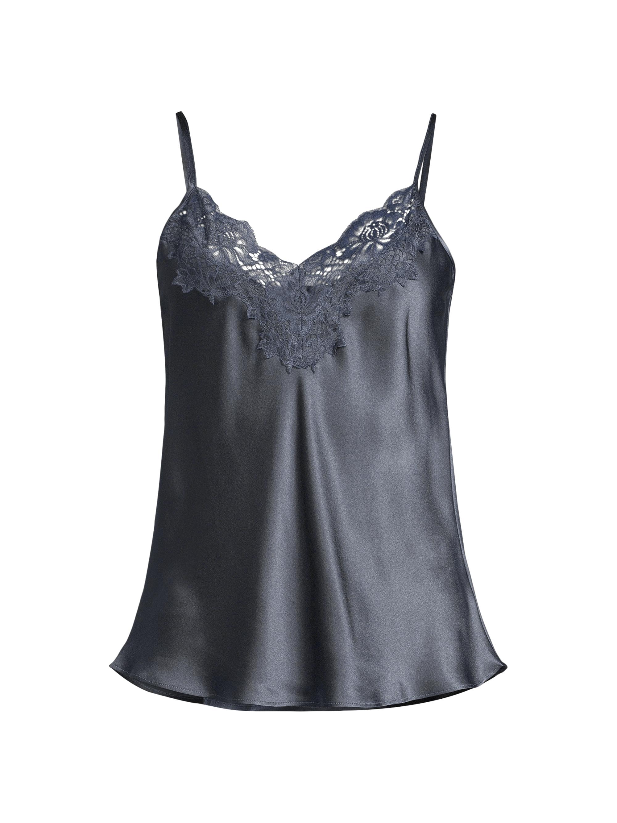 Ginia Women's Lace-Trim Silk Cami - India Ink