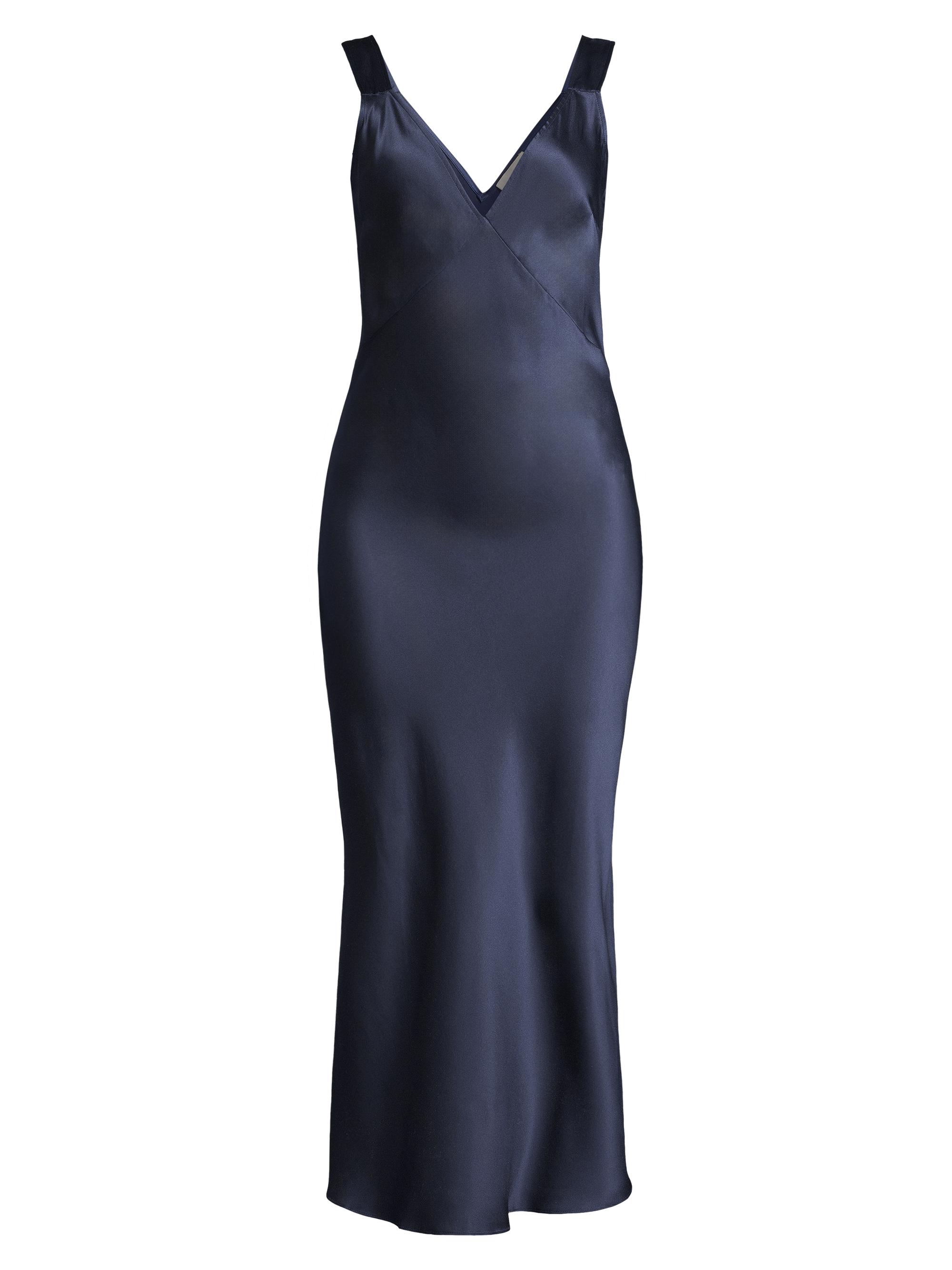 Ginia Women's Day To Night Silk Slip Nightdress - Midnight