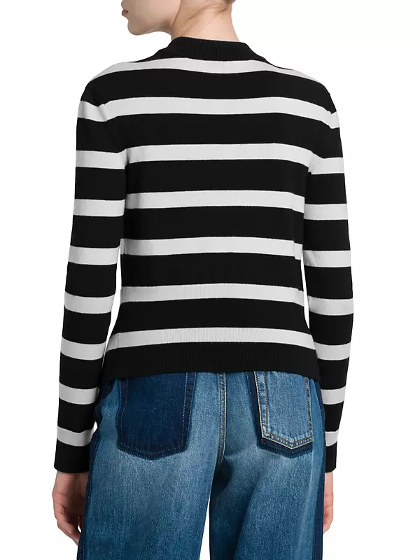 Shop Alexander McQueen Striped Wool-Blend Drop-Hem Sweater | Saks 