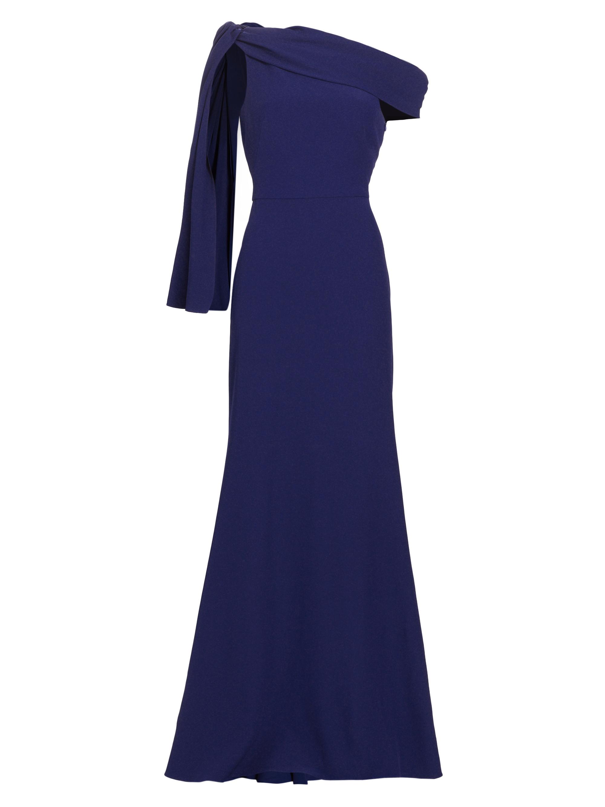 McQueen Women's Knotted Crepe Evening Gown - Electric Navy