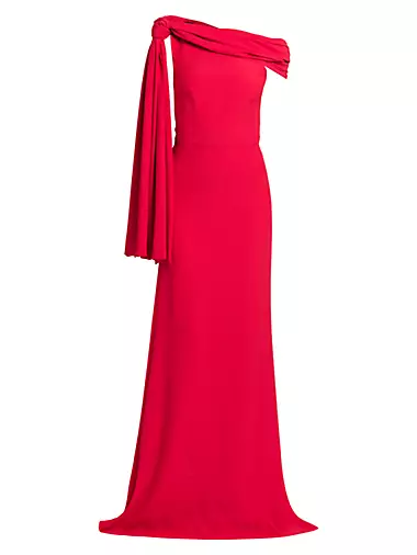 Knotted Crepe Evening Gown