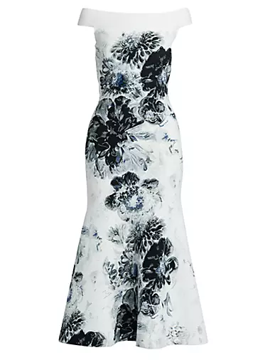 Chiaroscuro Floral Midi-Dress