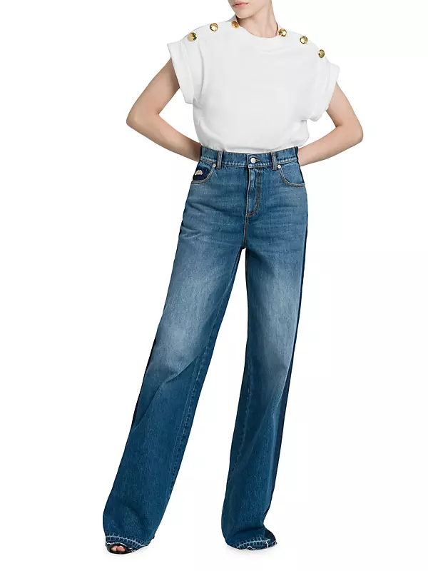 Shop Alexander McQueen High-Rise Wide-Leg Denim Jeans | Saks Fifth 