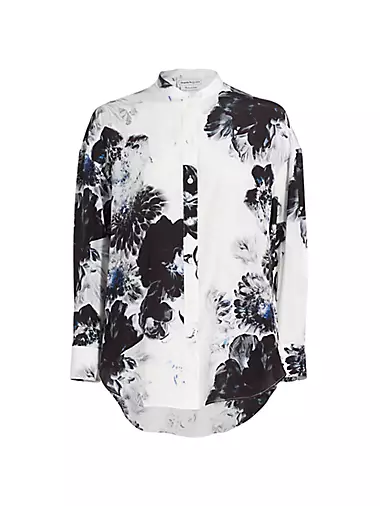 Chiaroscuro Cocoon-Sleeve Silk Shirt