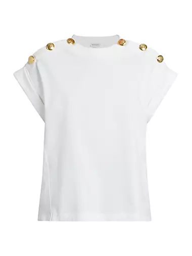 Seal Buttoned Cotton Jersey Top