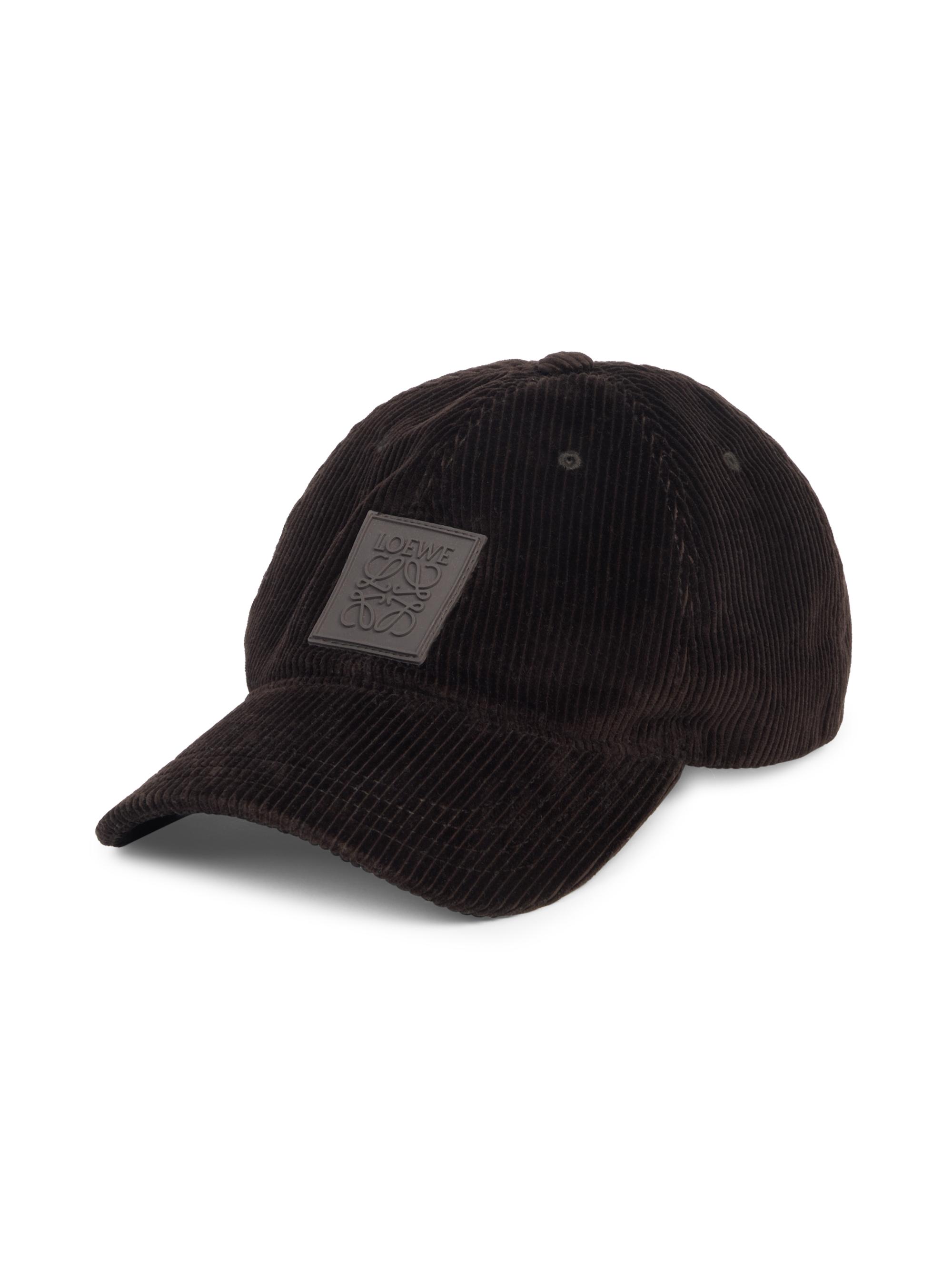 LOEWE Men's Logo Patch Corduroy Cap - Black