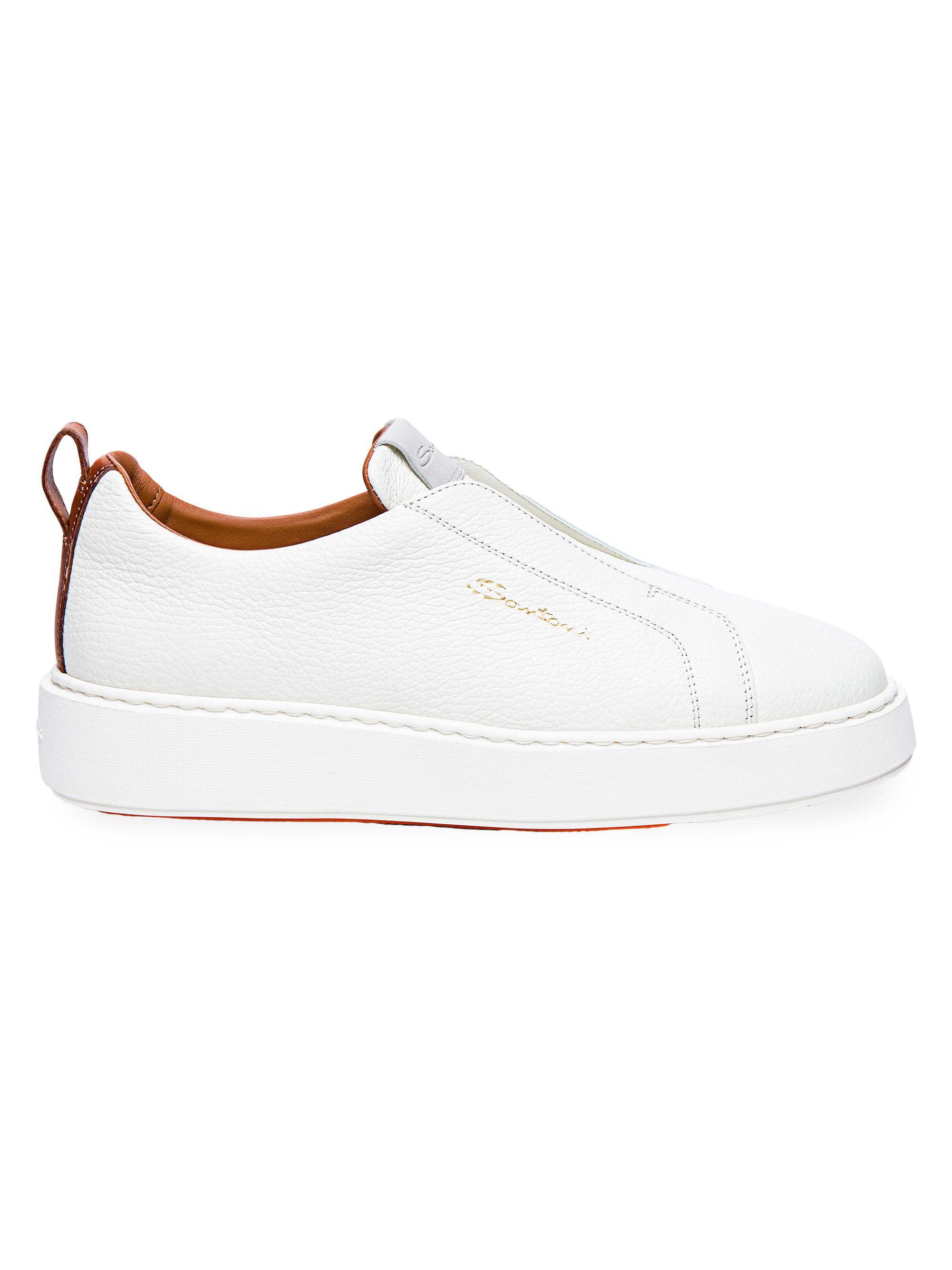 Santoni Women's Vicky Leather Slip-On Sneakers - White