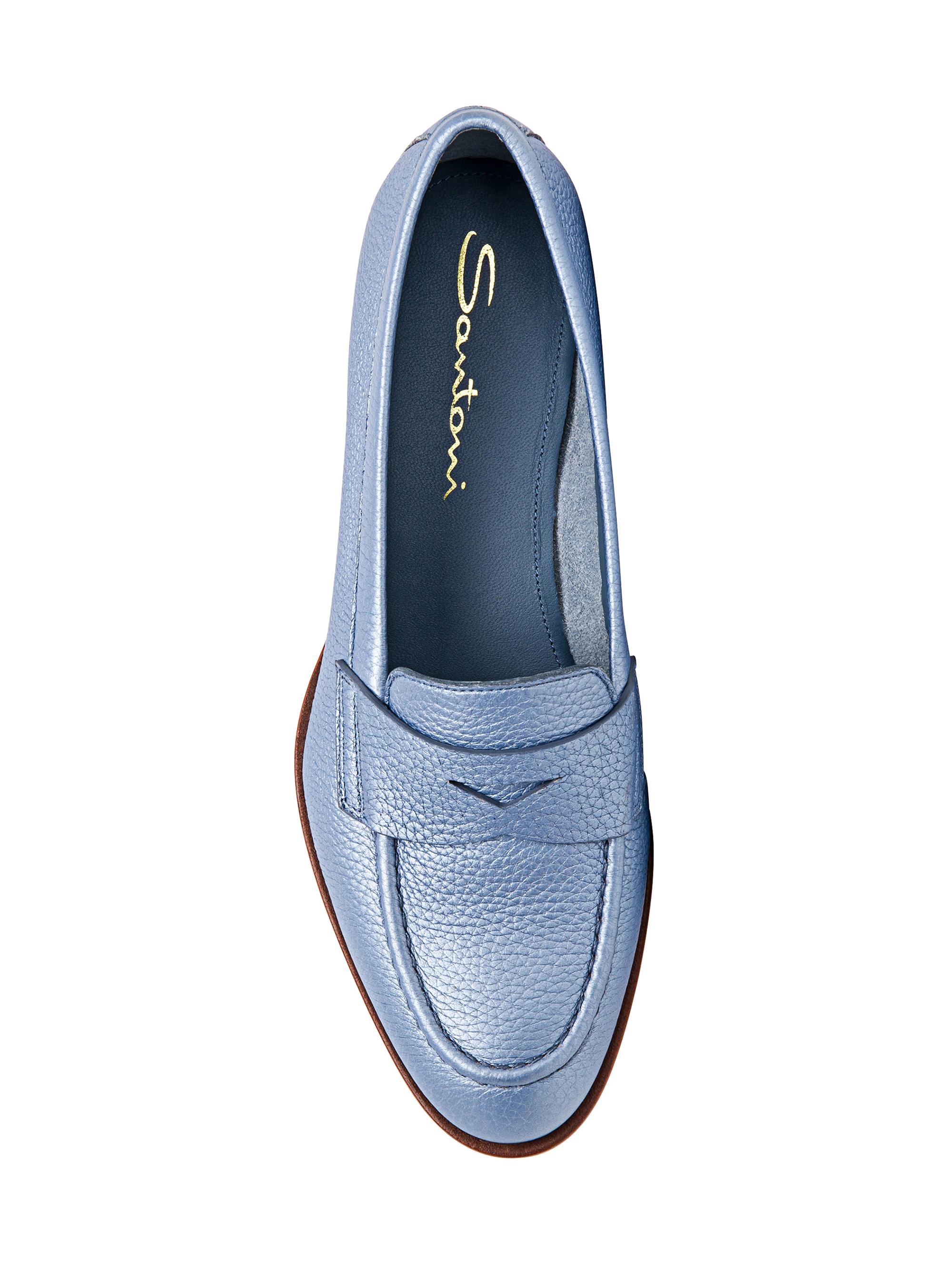 Santoni almond-toe denim loafers - Blue