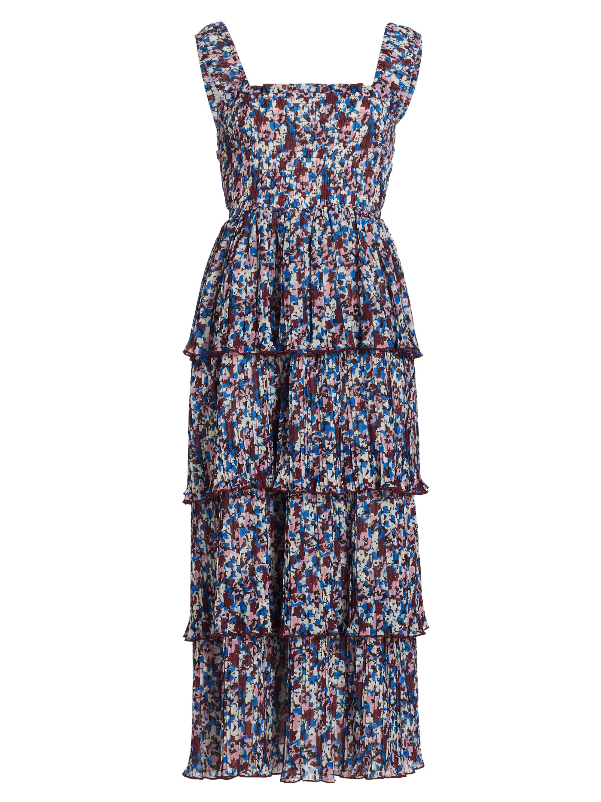 Ganni Women's Tiered Georgette Midi-Dress - Multicolour