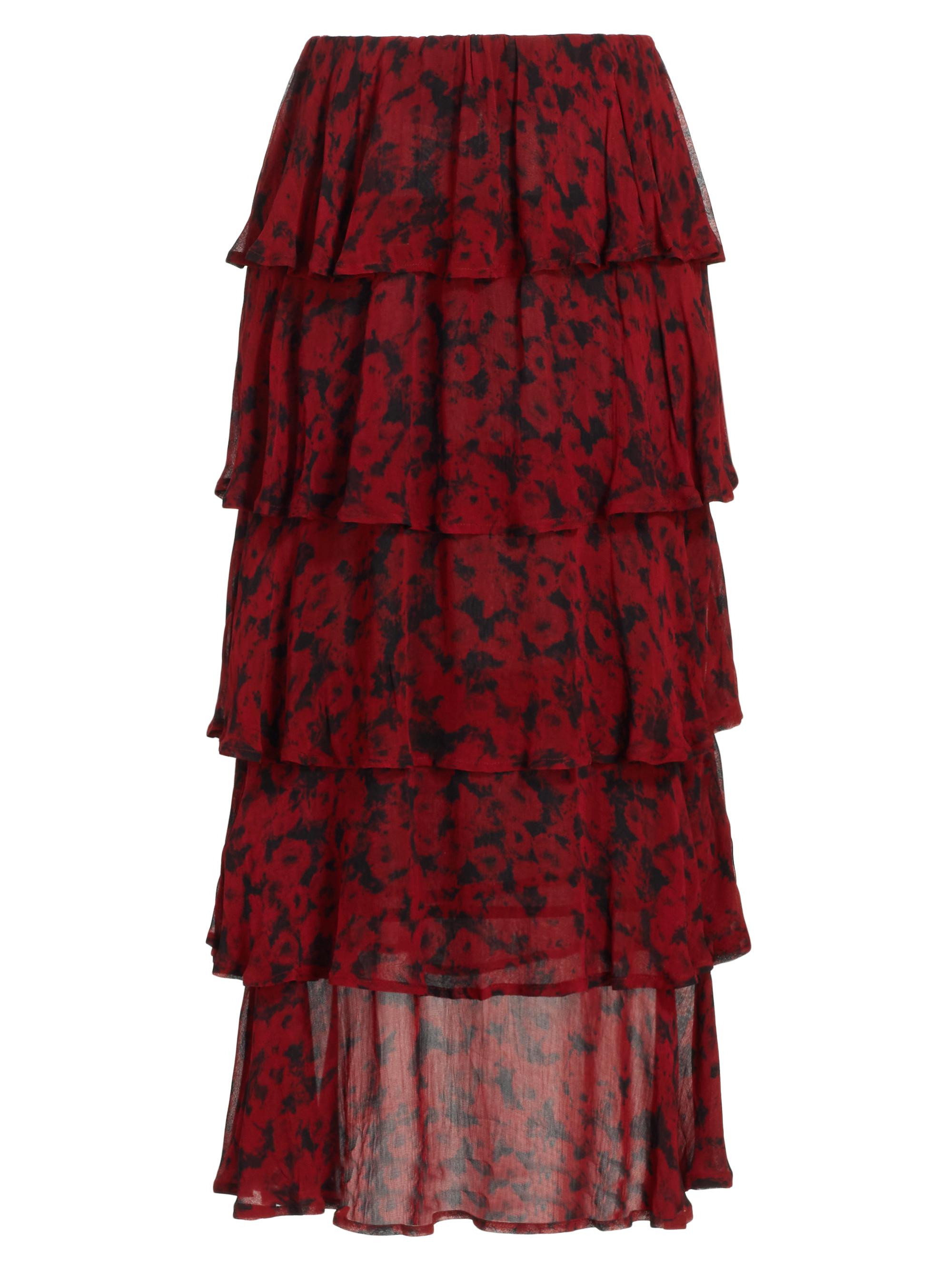 Ganni Women's Printed Georgette Midi-Skirt - Syrah