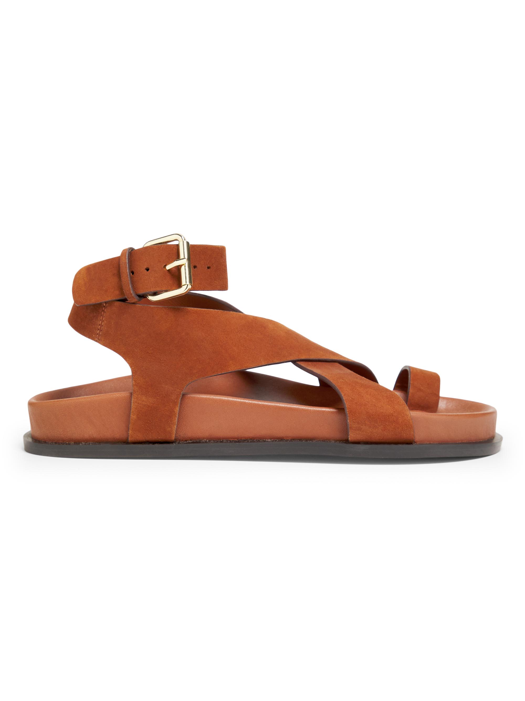 A.Emery Women's Jalen Buckled Suede Ankle-Wrap Sandals - Sable