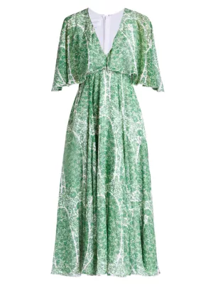 Giambattista Valli botanical-print silk midi dress - Green