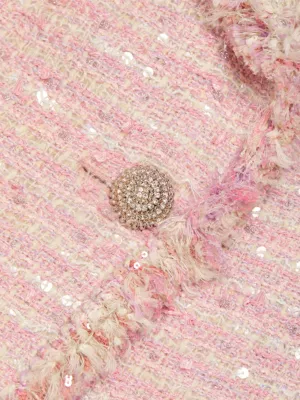 Giambattista Valli tweed fringe-trimmed shorts - Pink