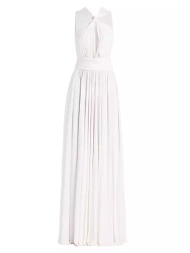 Cut-Out Sleeveless Halterneck Gown