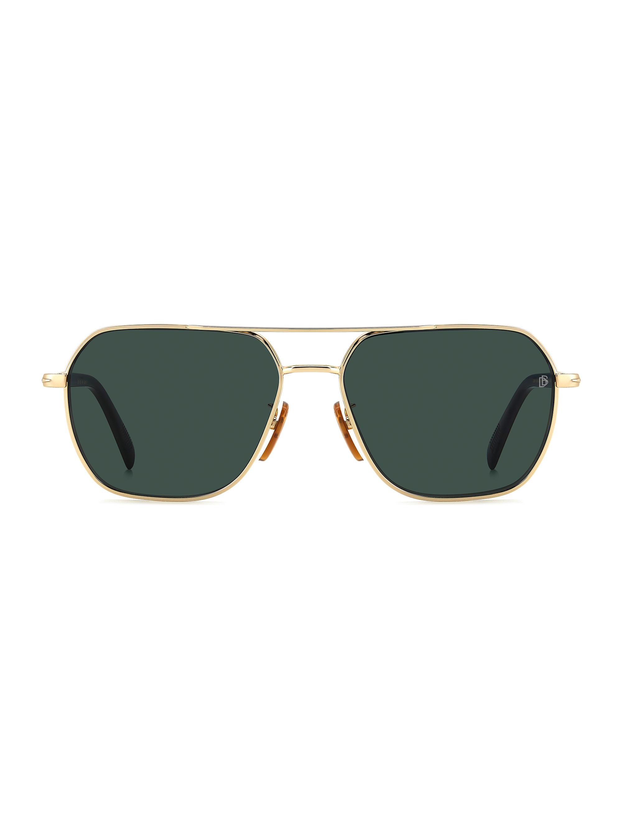 David Beckham Men's 59MM Metal Aviator Sunglasses - Gold Havana Green