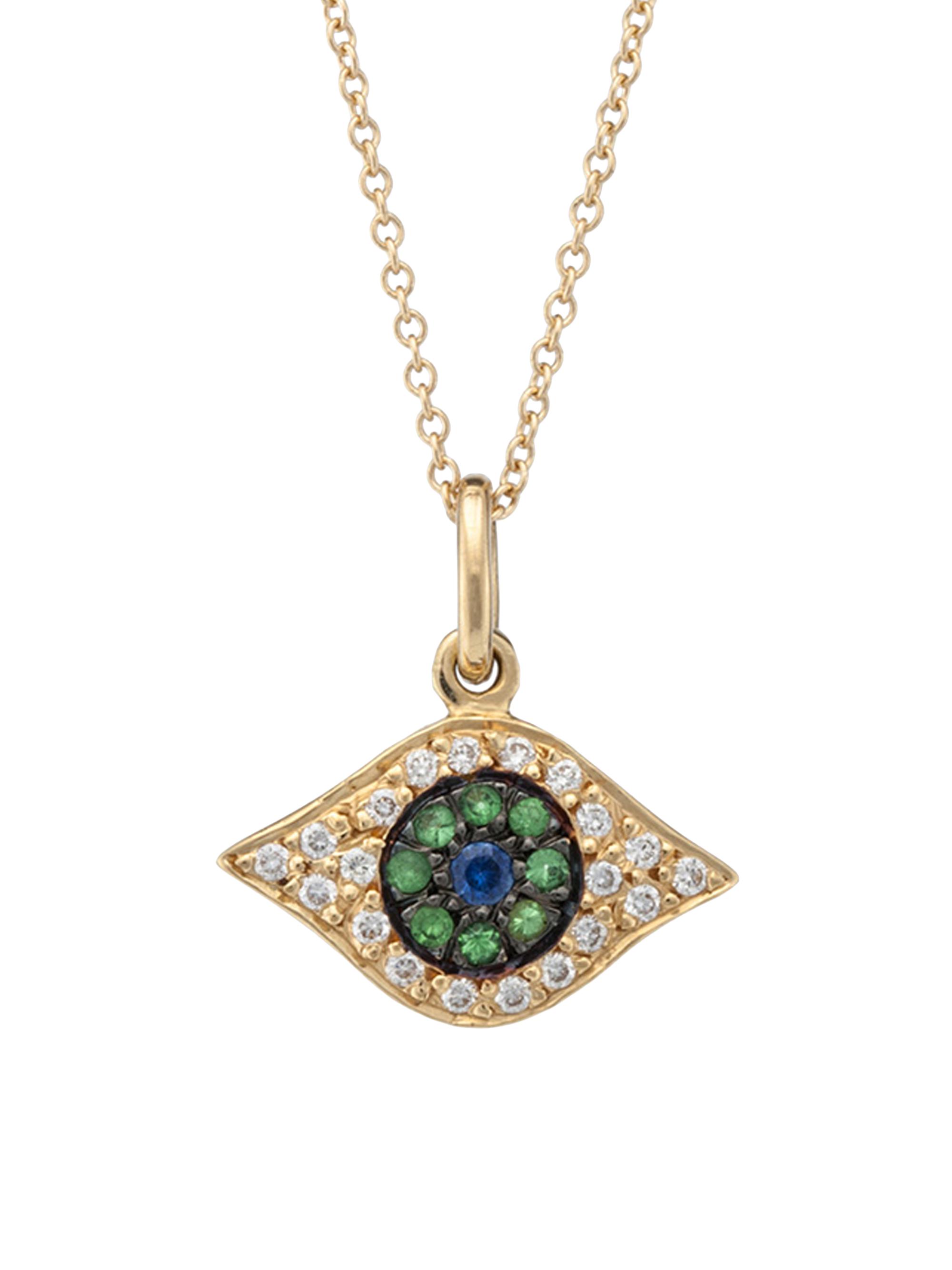 Ileana Makri Women's Evil Eye 18K Yellow Gold, Diamond & Tsavorite Kitten Eye Pendant Necklace - Yellow Gold
