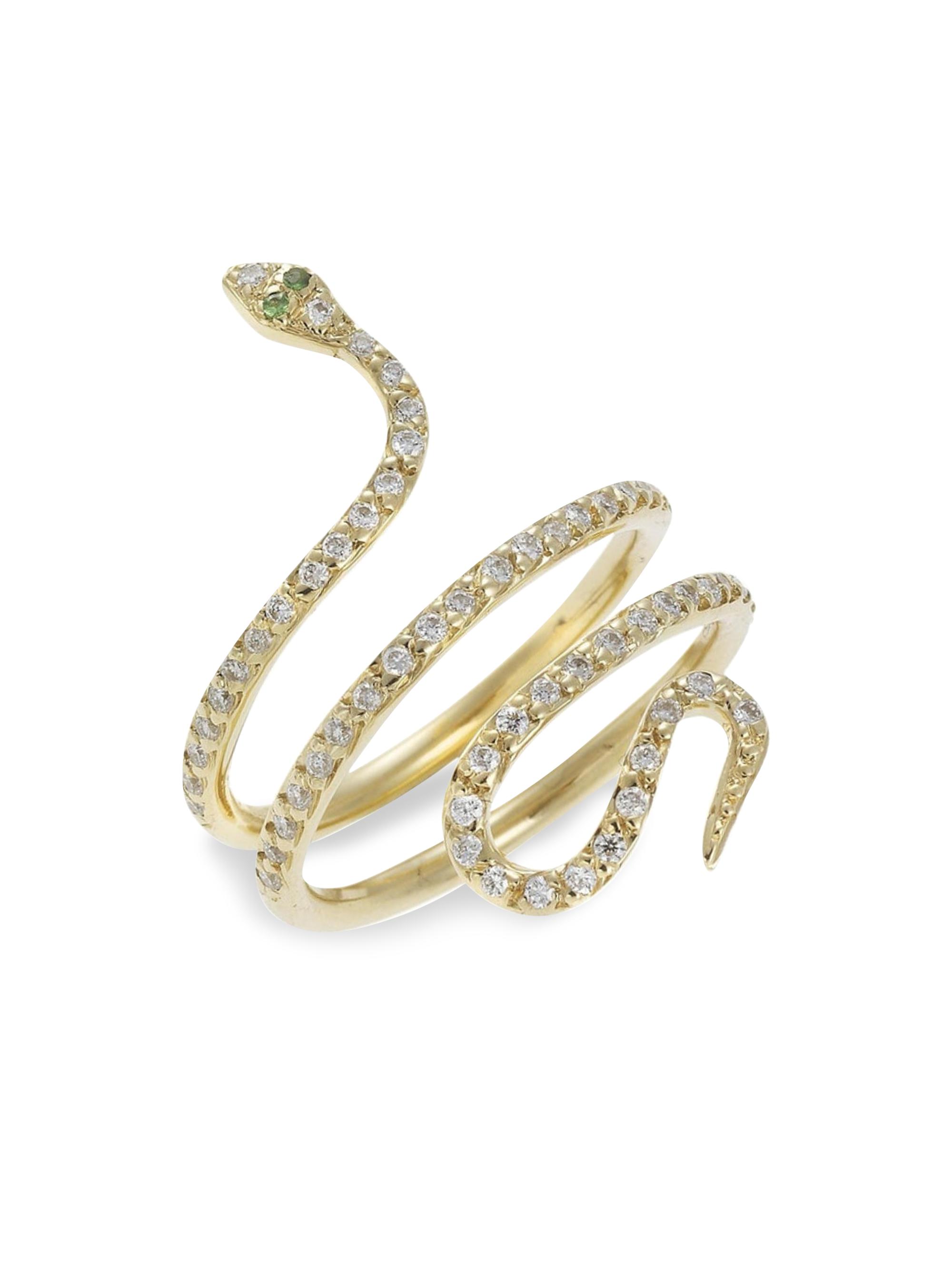 Ileana Makri Women's 18K Yellow Gold & White Diamond Single Python Ring - Yellow Gold