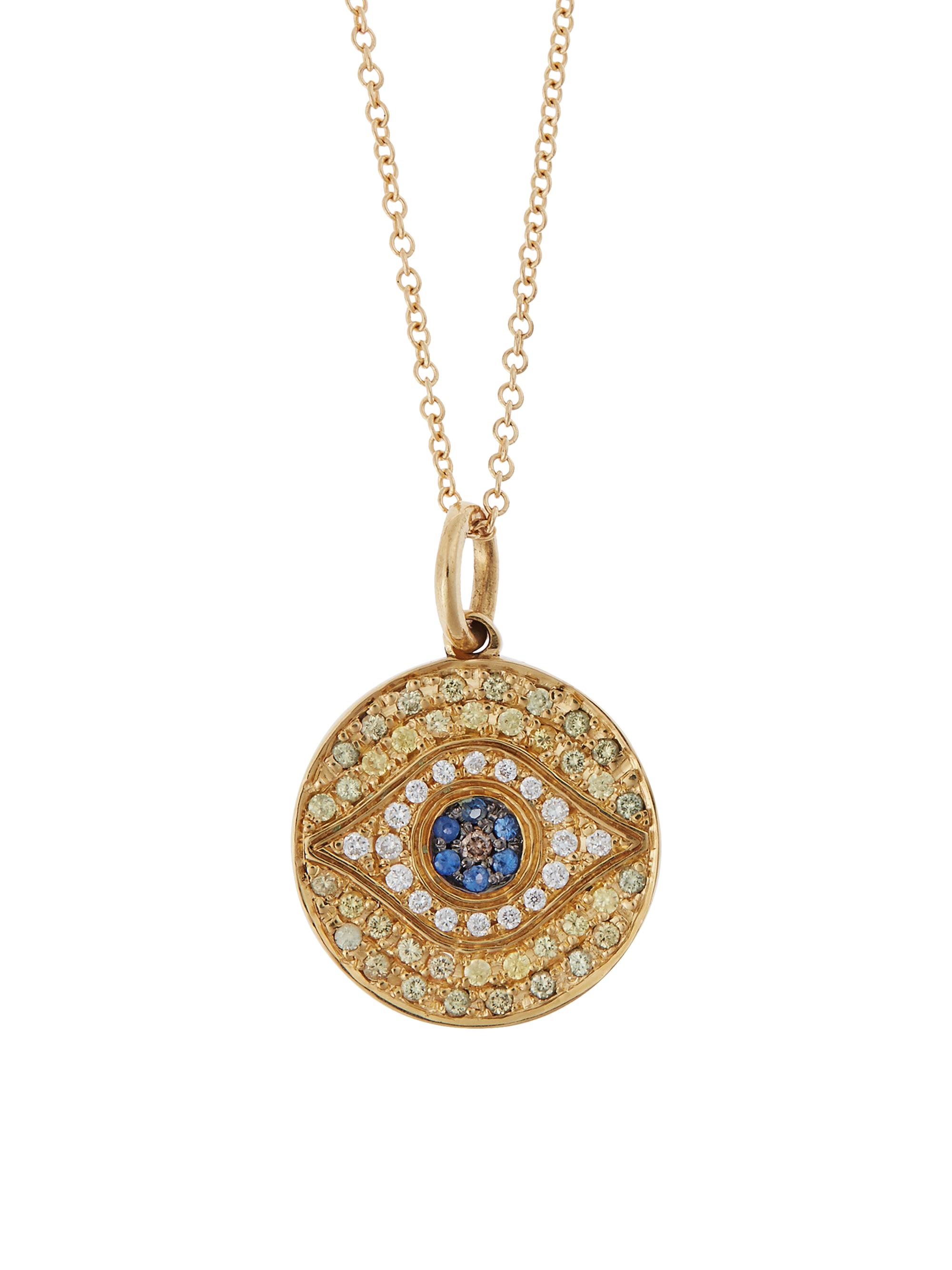 Ileana Makri Women's Evil Eye 18K Yellow Gold & Multi-Stone Little Dawn Pendant Necklace - Yellow Gold