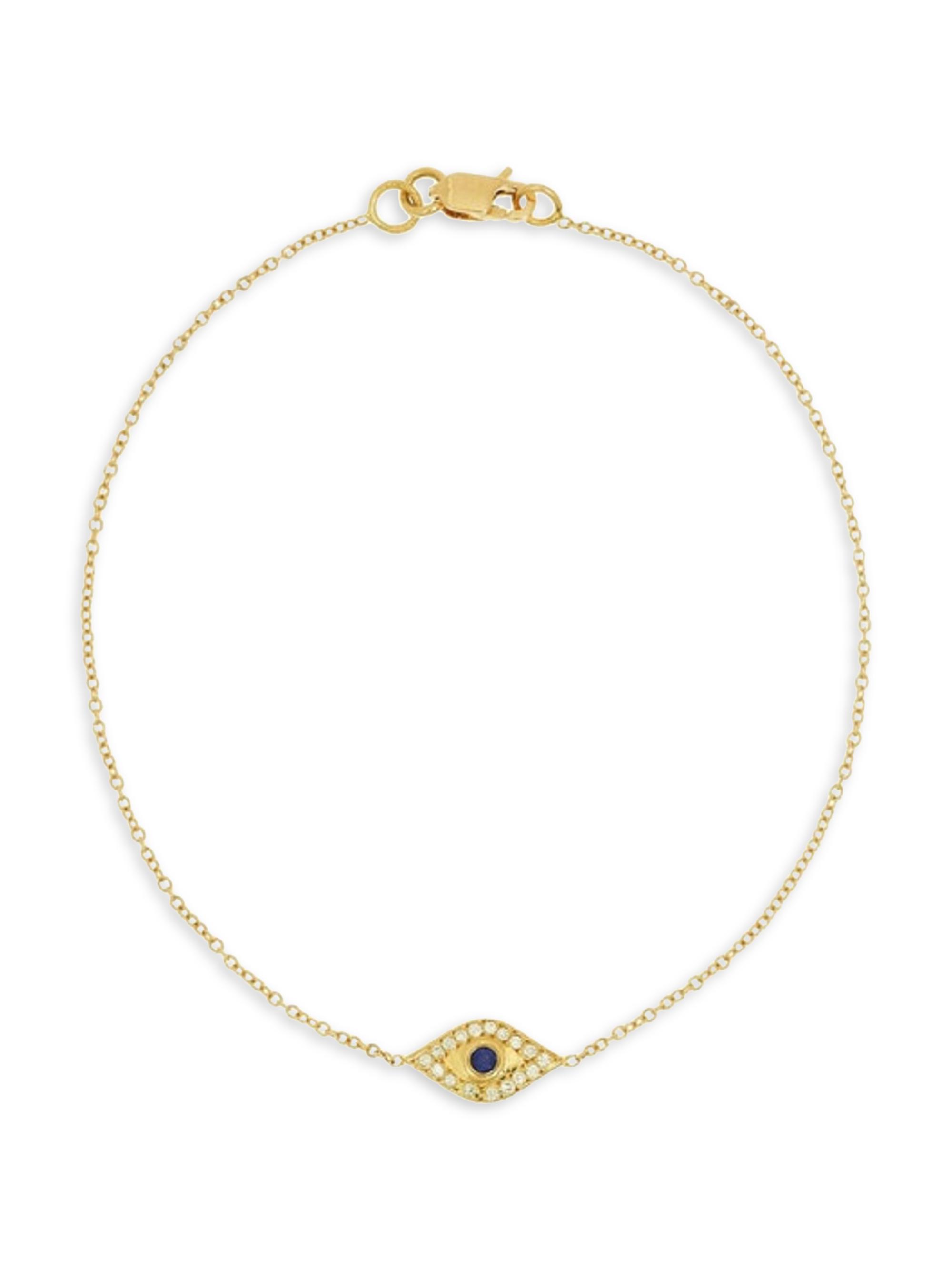 Ileana Makri Women's 18K Yellow Gold, White Diamond & Blue Sapphire Evil Eye Wisdom Bracelet - Yellow Gold