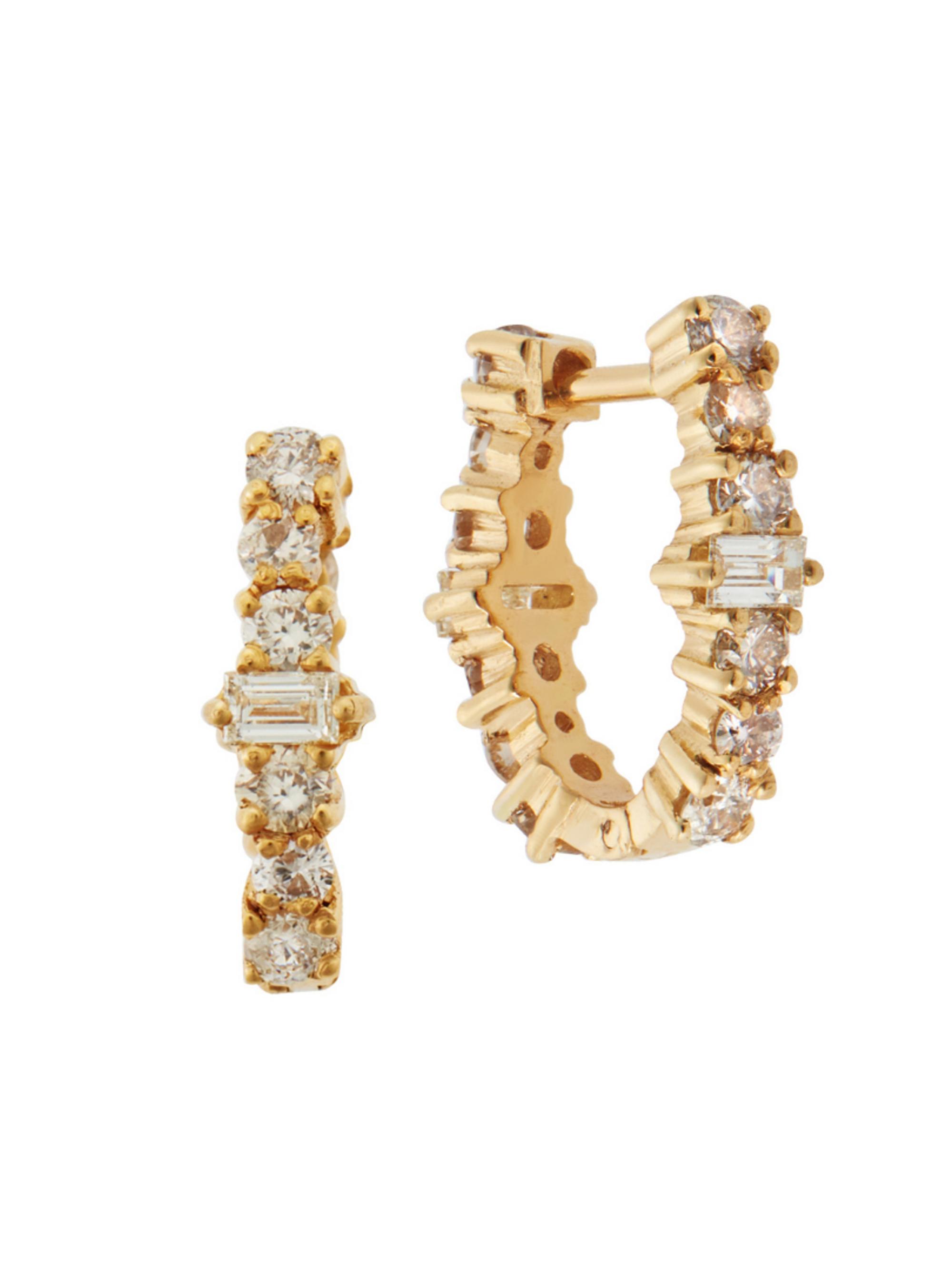 Ileana Makri Women's Rivulet 18K Yellow Gold & Light Champagne Diamonds Hoop Earrings - Yellow Gold
