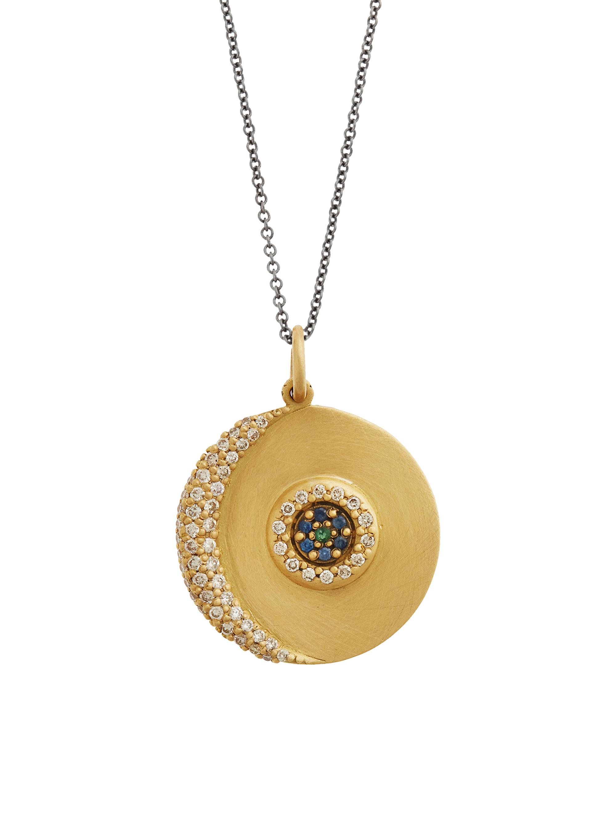 Ileana Makri Women's Evil Eye 18K Yellow Gold, Brown Diamond, Blue Sapphire & Tsavorite Pendant - Yellow Gold