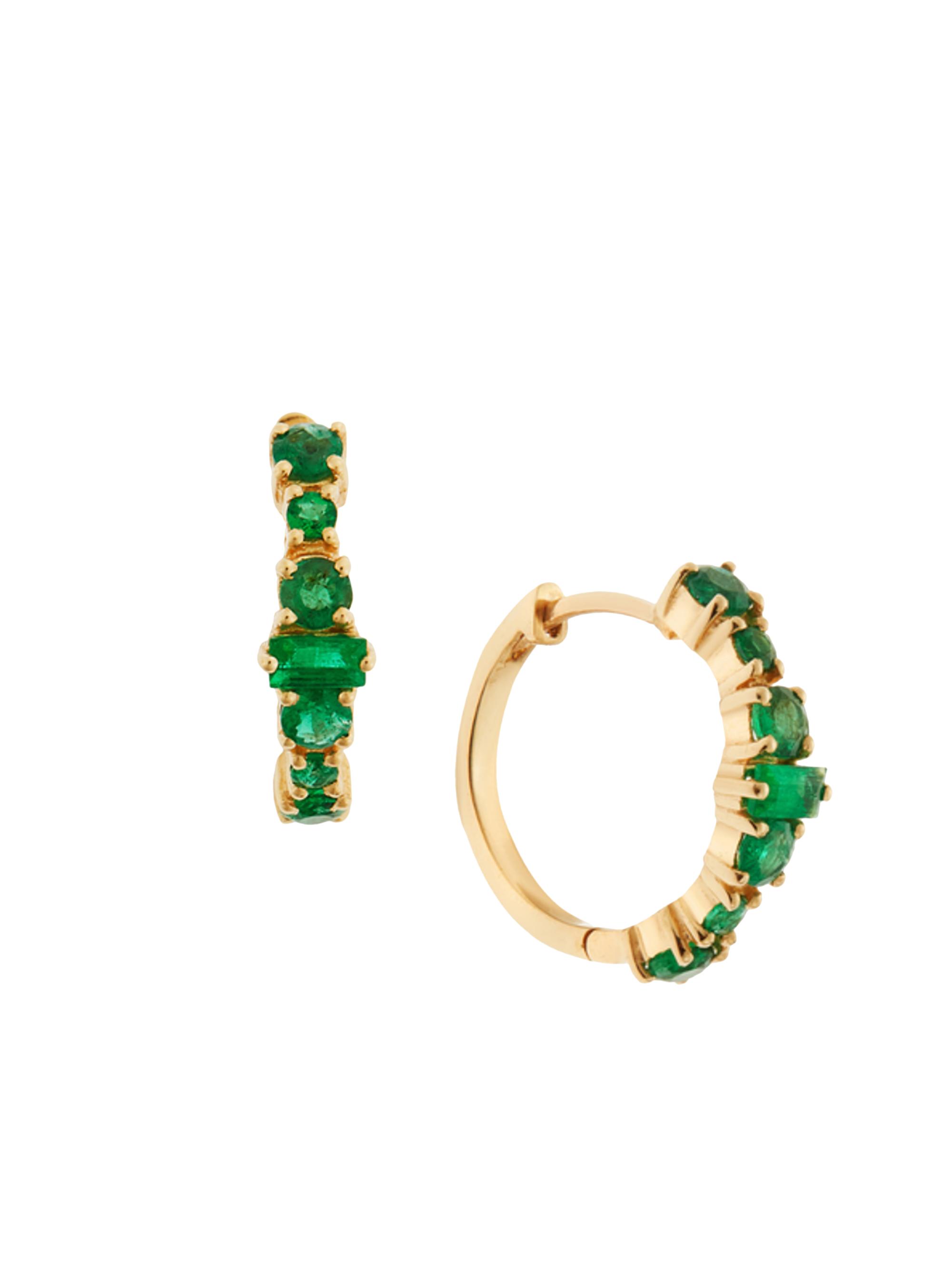Ileana Makri Women's Rivulet 18K Yellow Gold & Emerald Hoop Earrings - Yellow Gold
