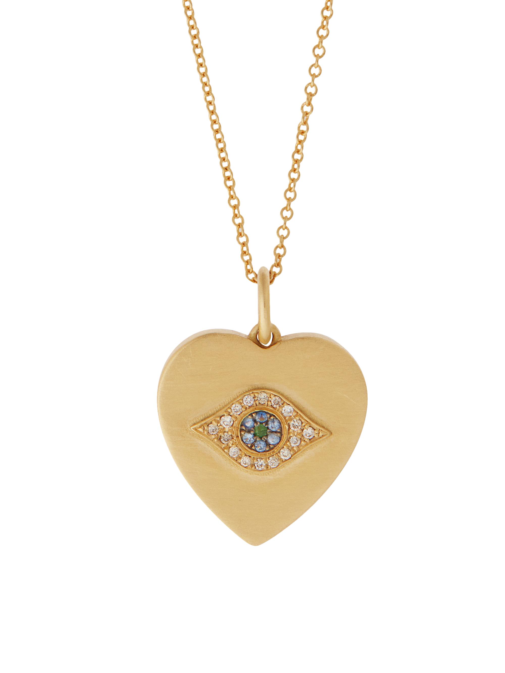 Ileana Makri Women's Evil Eye 18K Yellow Gold & Multi-Stone Heart Pendant - Yellow Gold